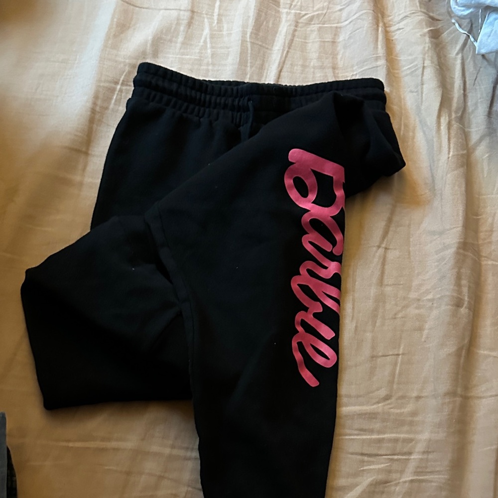 Barbie Kids Black Sweatpants with Pink Script